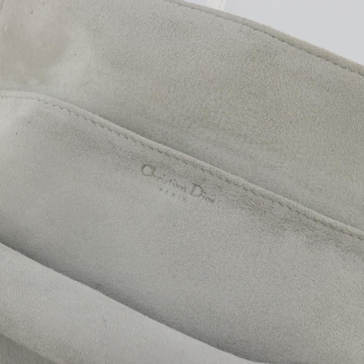 Christian Dior Trotter Canvas Roll Up Pouch White Silver Auth 192517A
