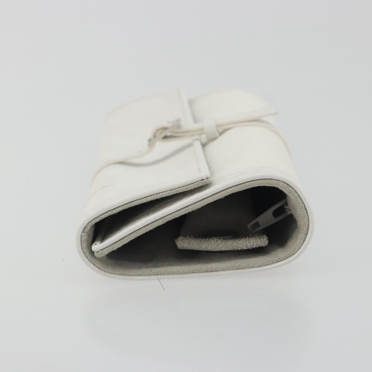Christian Dior Trotter Canvas Roll Up Pouch White Silver Auth 192517A