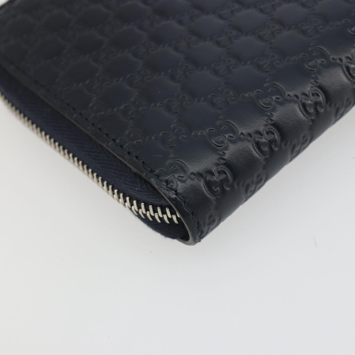 GUCCI Micro GG Canvas Guccissima Wallet Leather Navy Silver 544473 Auth 192518A