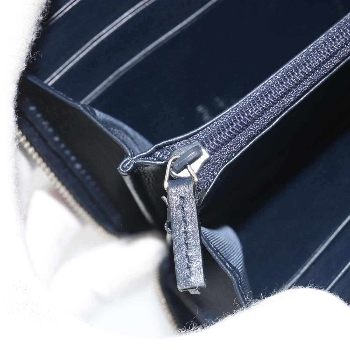 GUCCI Micro GG Canvas Guccissima Wallet Leather Navy Silver 544473 Auth 192518A