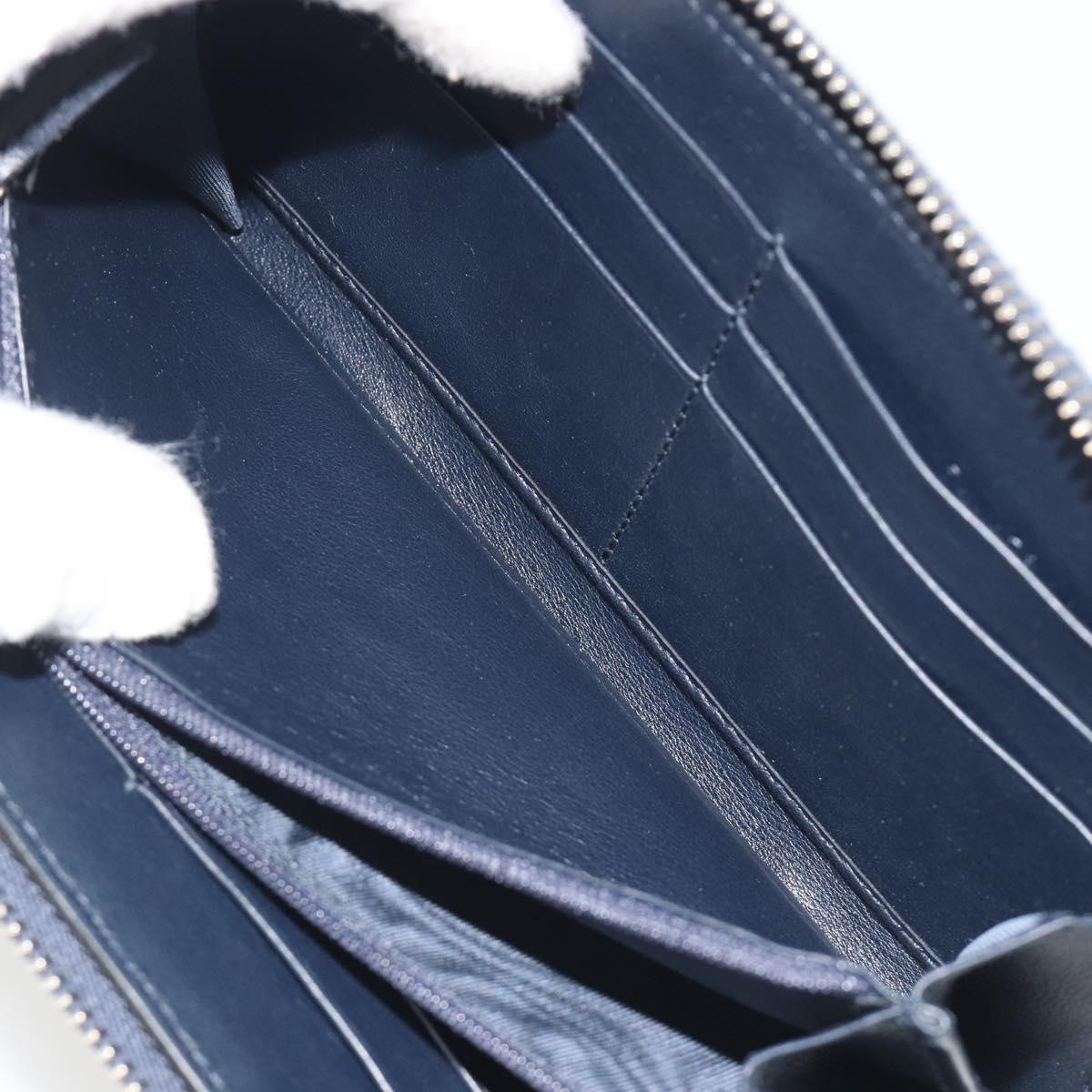 GUCCI Micro GG Canvas Guccissima Wallet Leather Navy Silver 544473 Auth 192518A