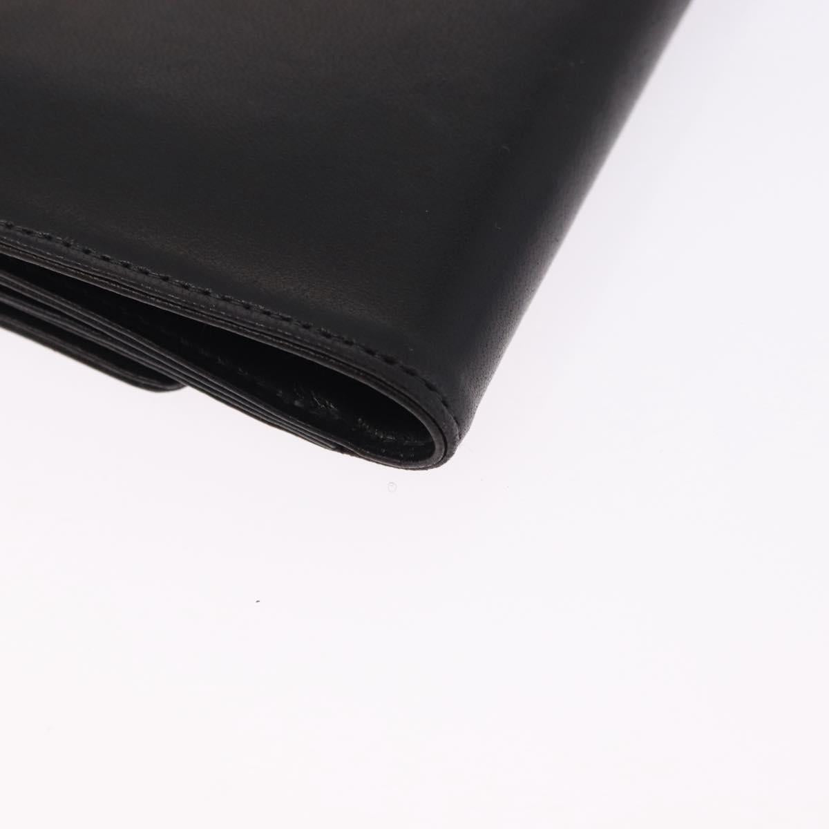 CHANEL Trifold Wallet Lamb Skin Black Gold CC Auth 192521V