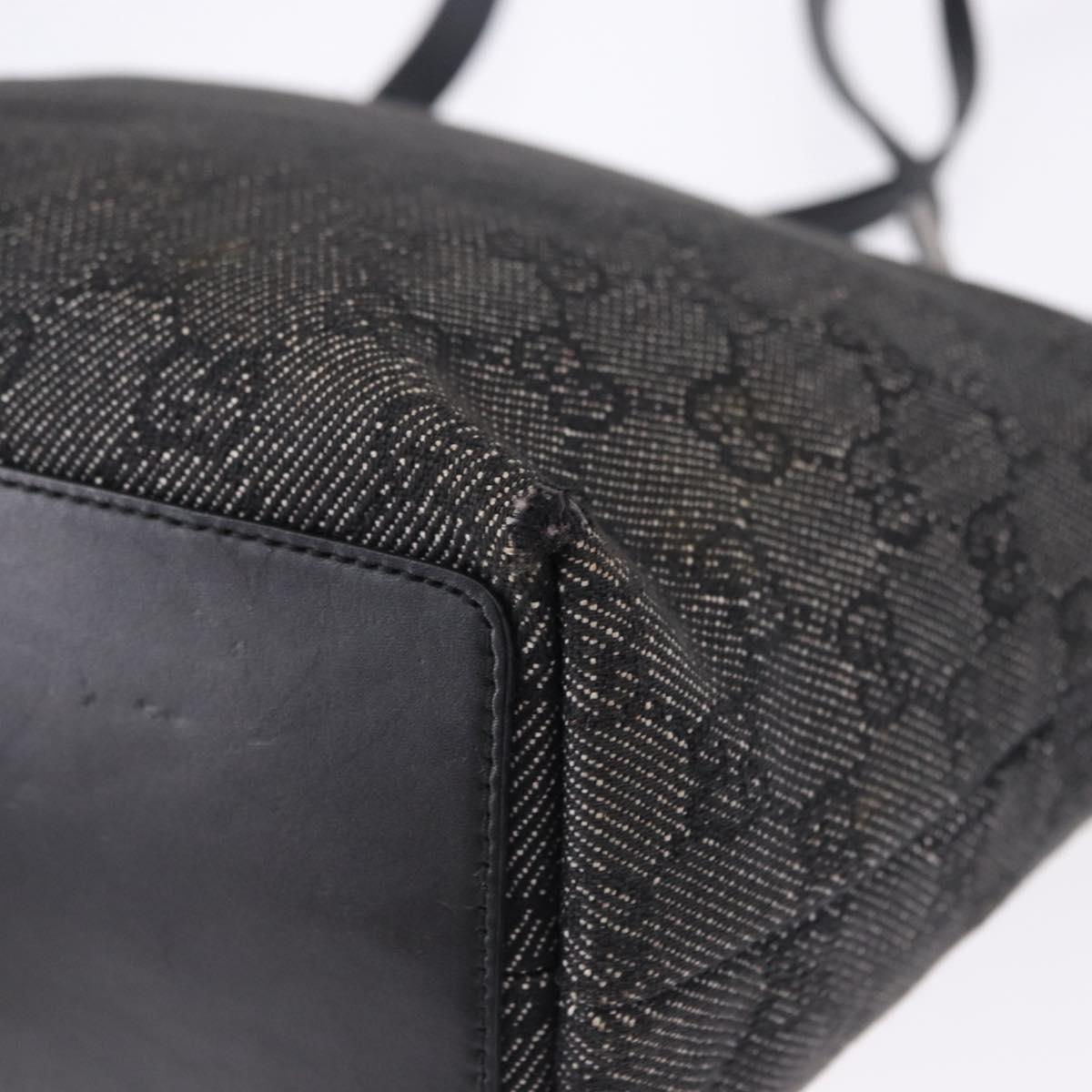 GUCCI GG Canvas Tote Bag Black Silver 31244 Auth 192522