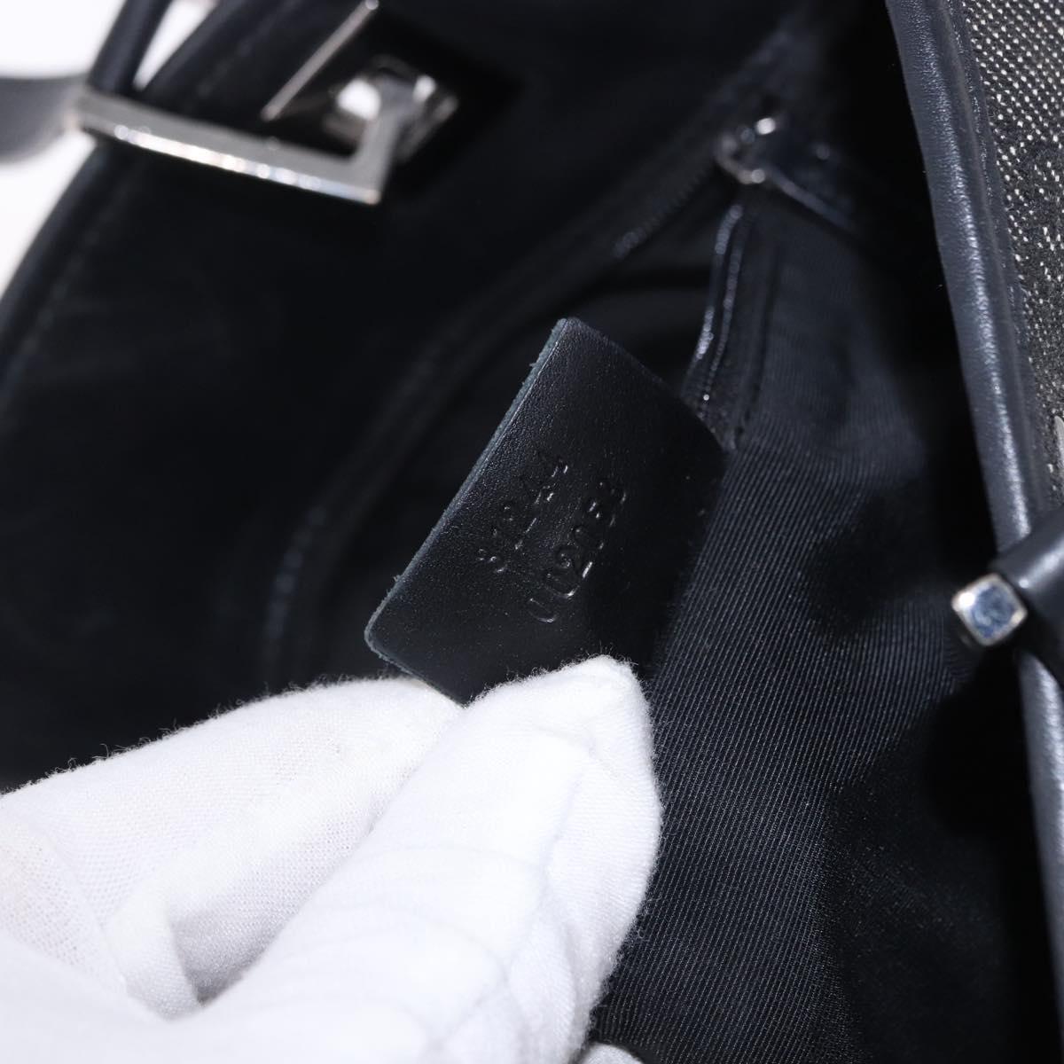 GUCCI GG Canvas Tote Bag Black Silver 31244 Auth 192522