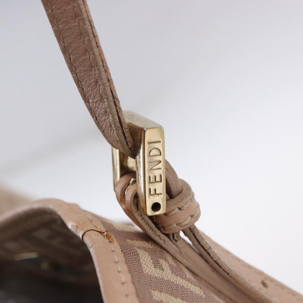 FENDI Zucchino Canvas Tote Bag Pink Gold Auth 192523