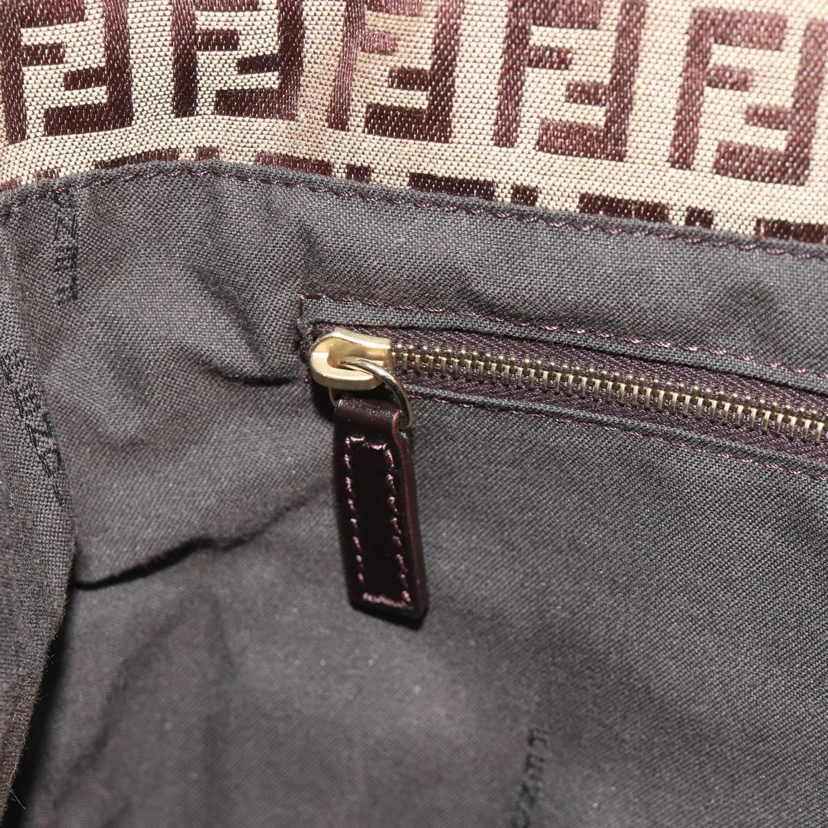 FENDI Zucchino Canvas Hand Bag Beige Gold Auth 192524A