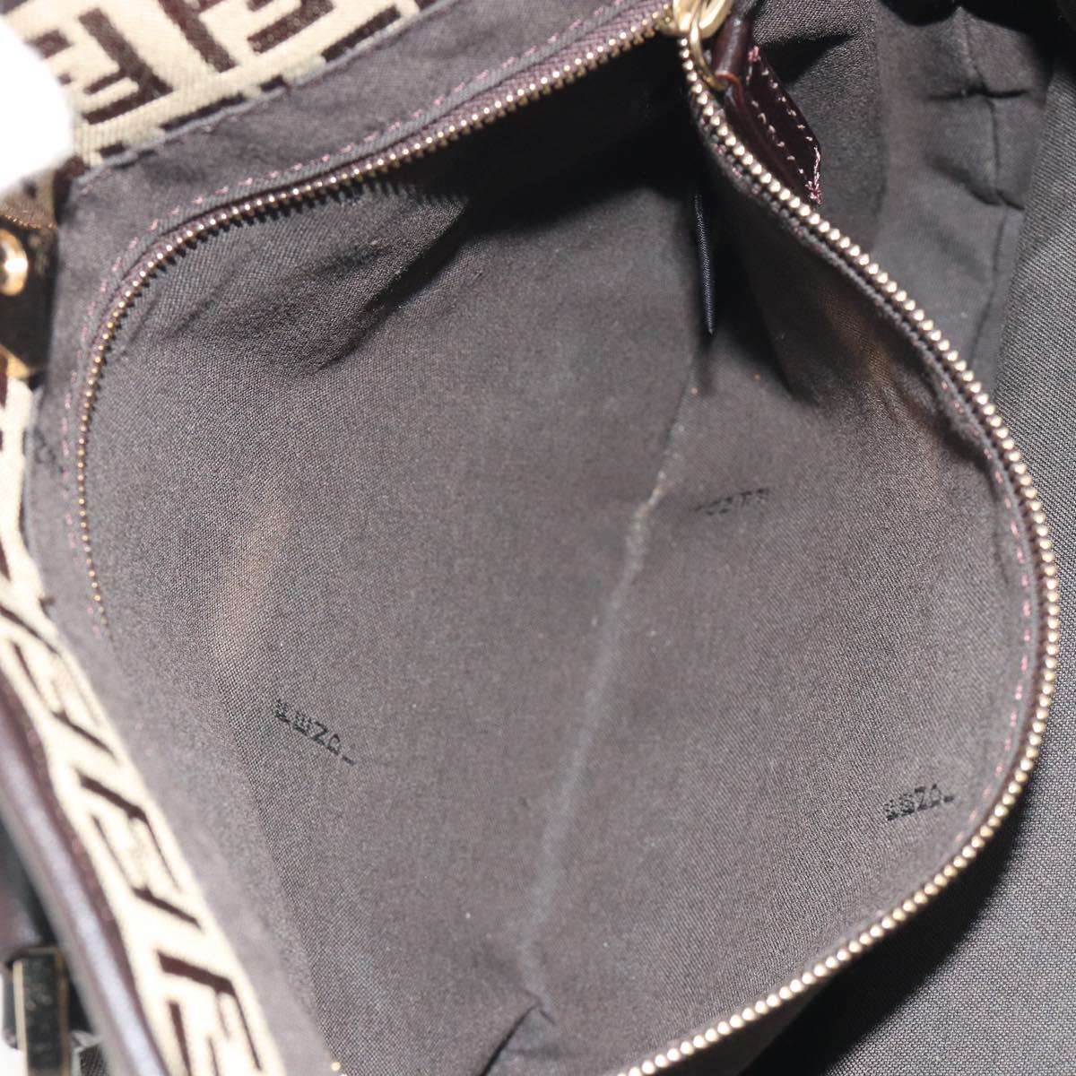 FENDI Zucchino Canvas Hand Bag Beige Gold Auth 192524A