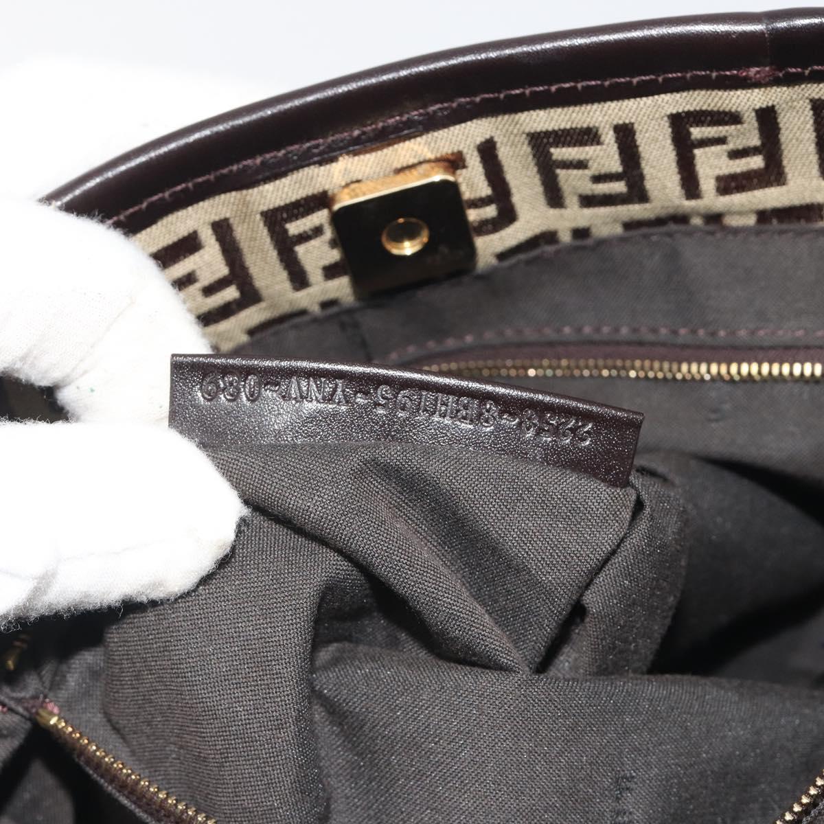 FENDI Zucchino Canvas Hand Bag Beige Gold Auth 192524A