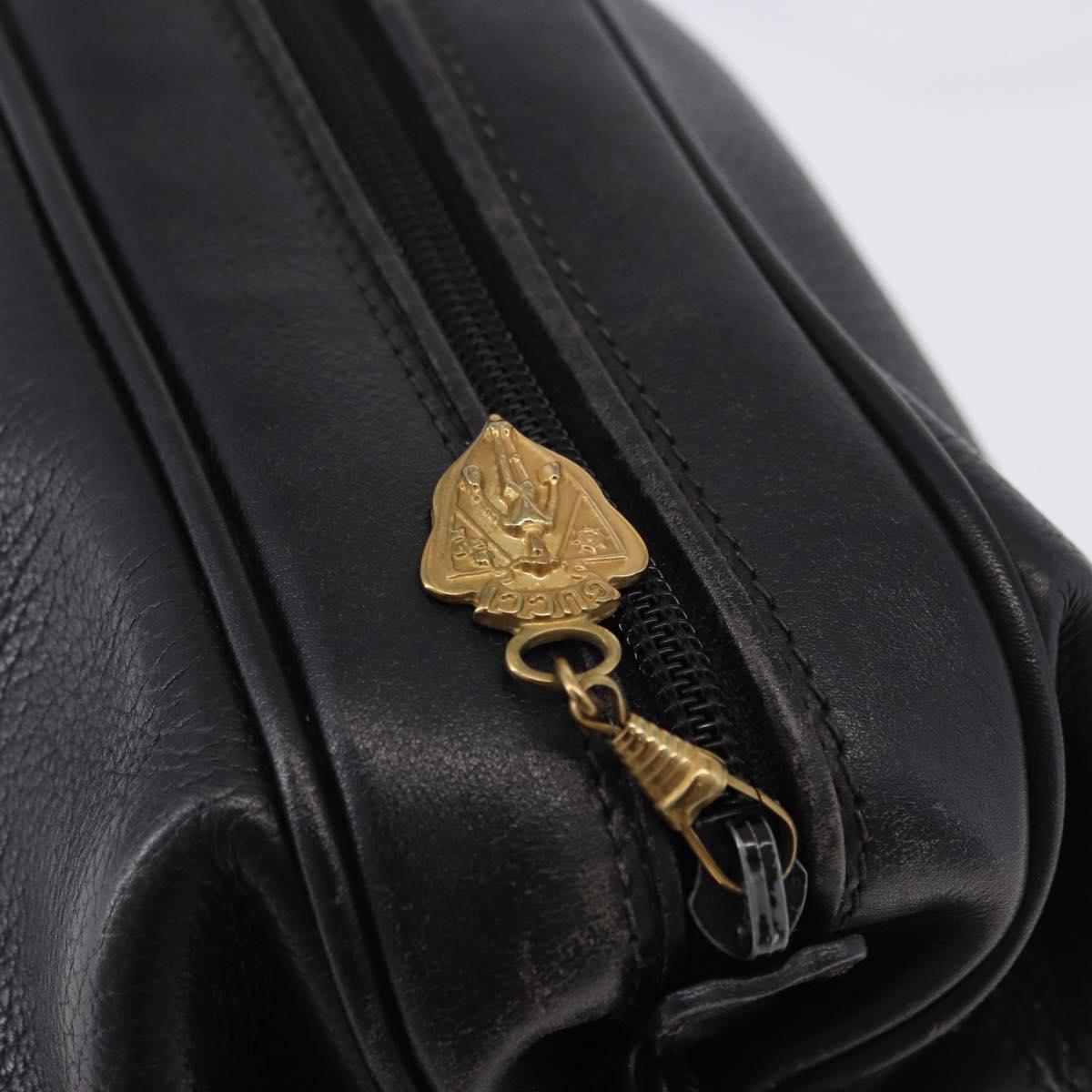 GUCCI Shoulder Bag Leather Black Gold 007 115 5770 Auth 192525