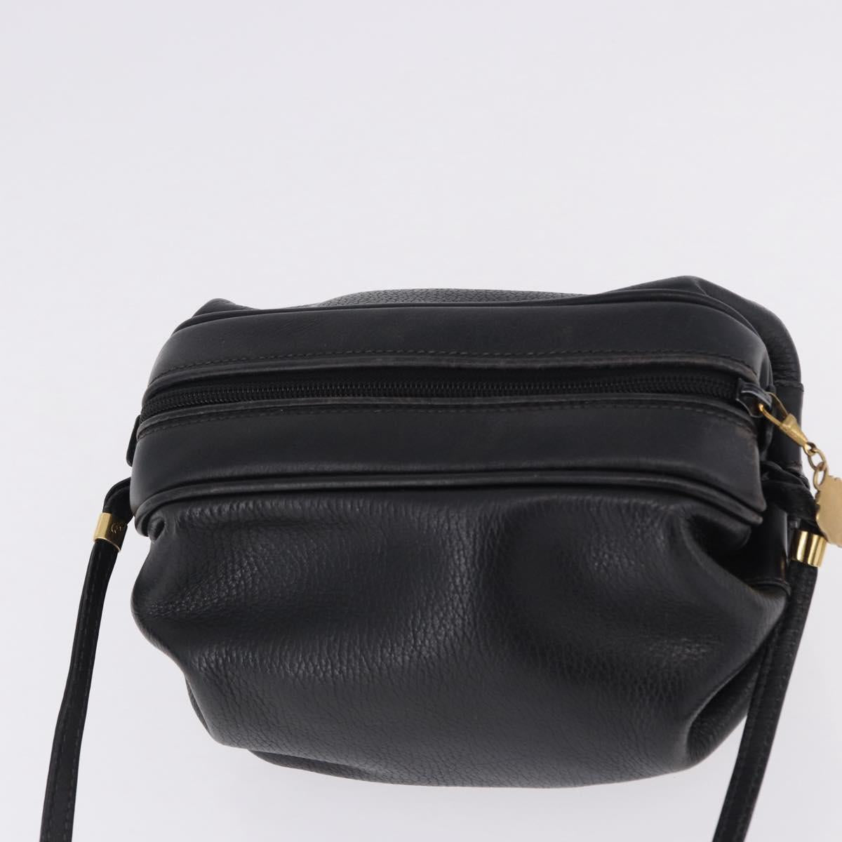 GUCCI Shoulder Bag Leather Black Gold 007 115 5770 Auth 192525
