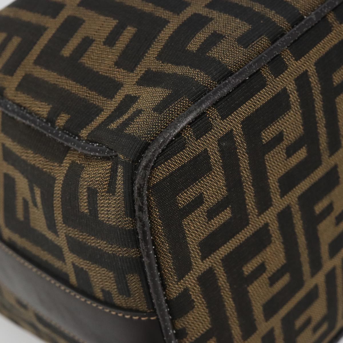 FENDI Zucca Canvas Hand Bag Black Brown Auth 192526A