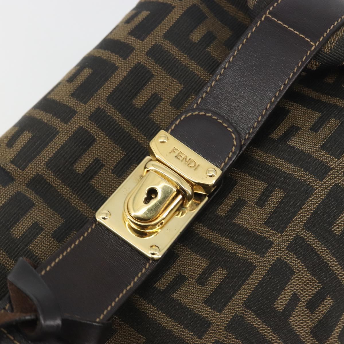 FENDI Zucca Canvas Hand Bag Black Brown Auth 192526A