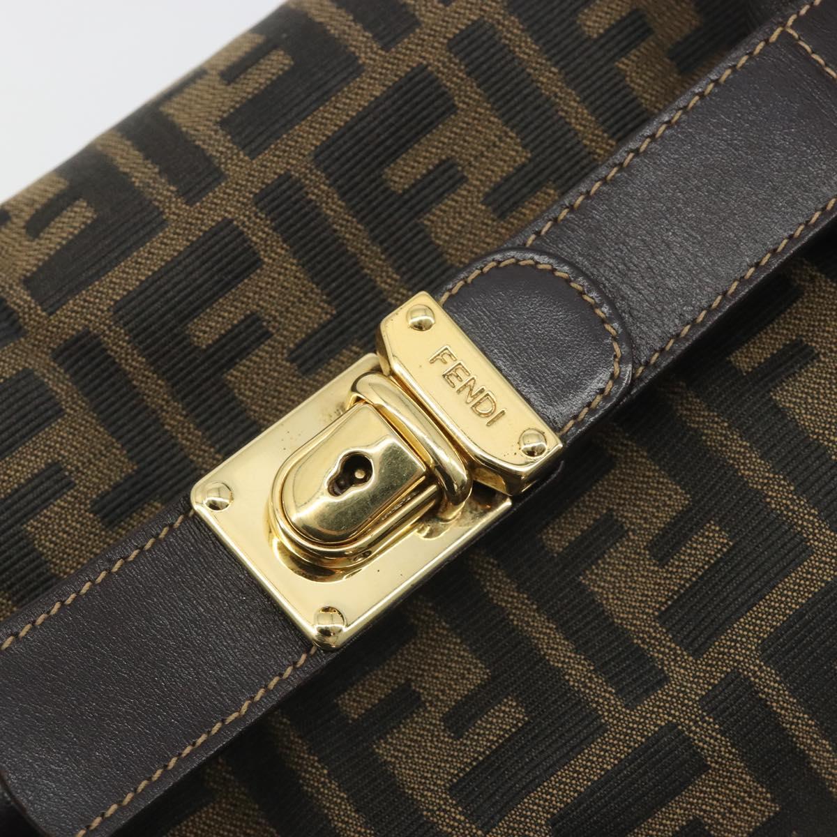 FENDI Zucca Canvas Hand Bag Black Brown Auth 192526A