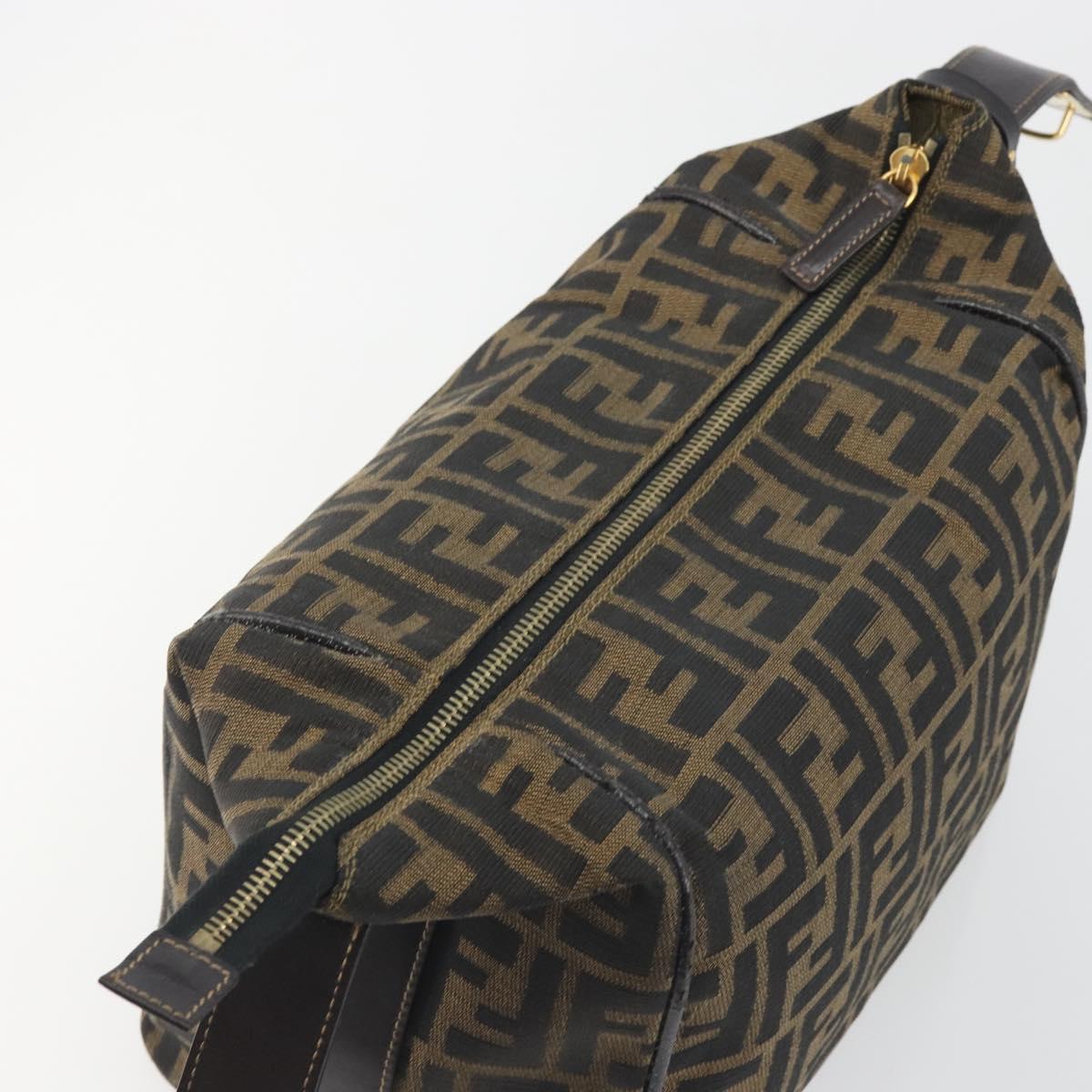 FENDI Zucca Canvas Hand Bag Black Brown Auth 192526A