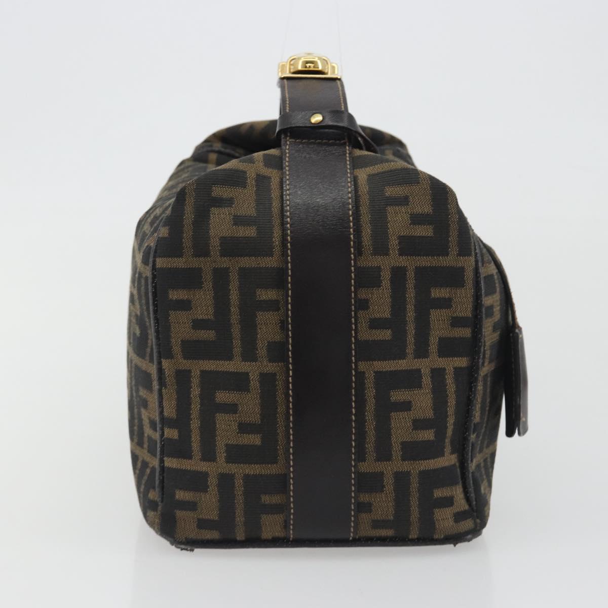 FENDI Zucca Canvas Hand Bag Black Brown Auth 192526A