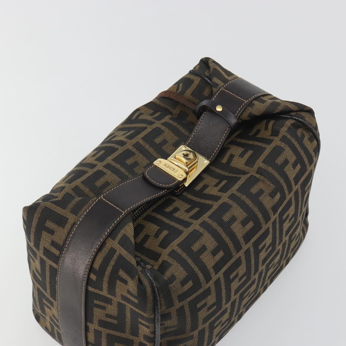 FENDI Zucca Canvas Hand Bag Black Brown Auth 192526A