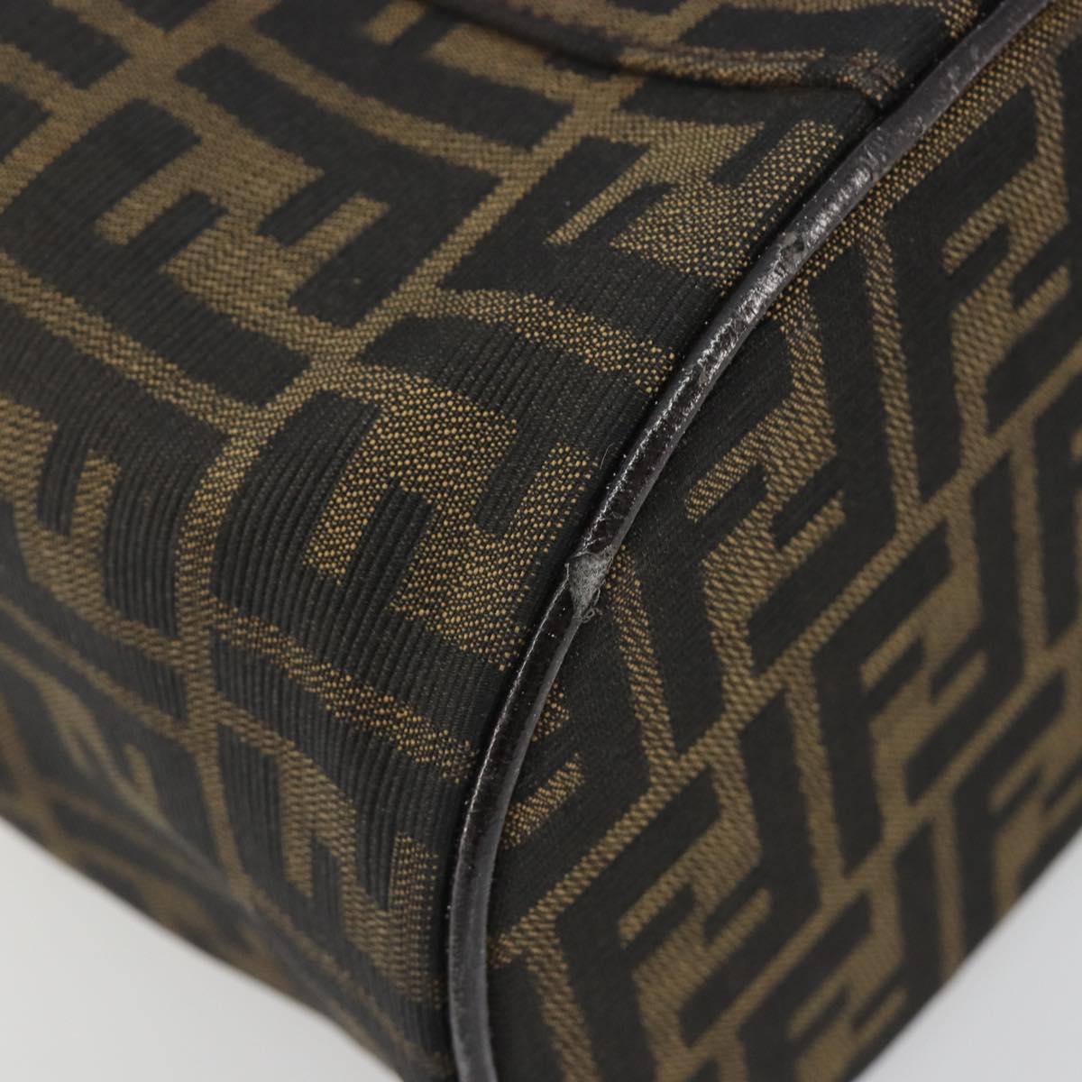 FENDI Zucca Canvas Vanity Bag Brown Black Auth 192527
