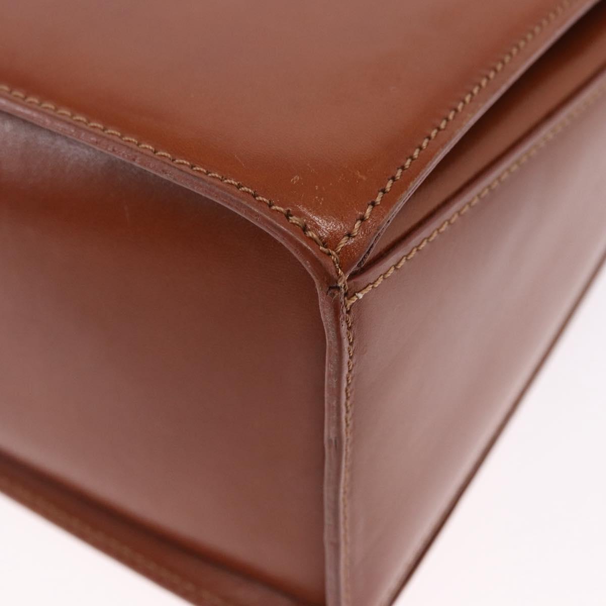 BALLY Hand Bag Leather Brown Gold Auth 192529