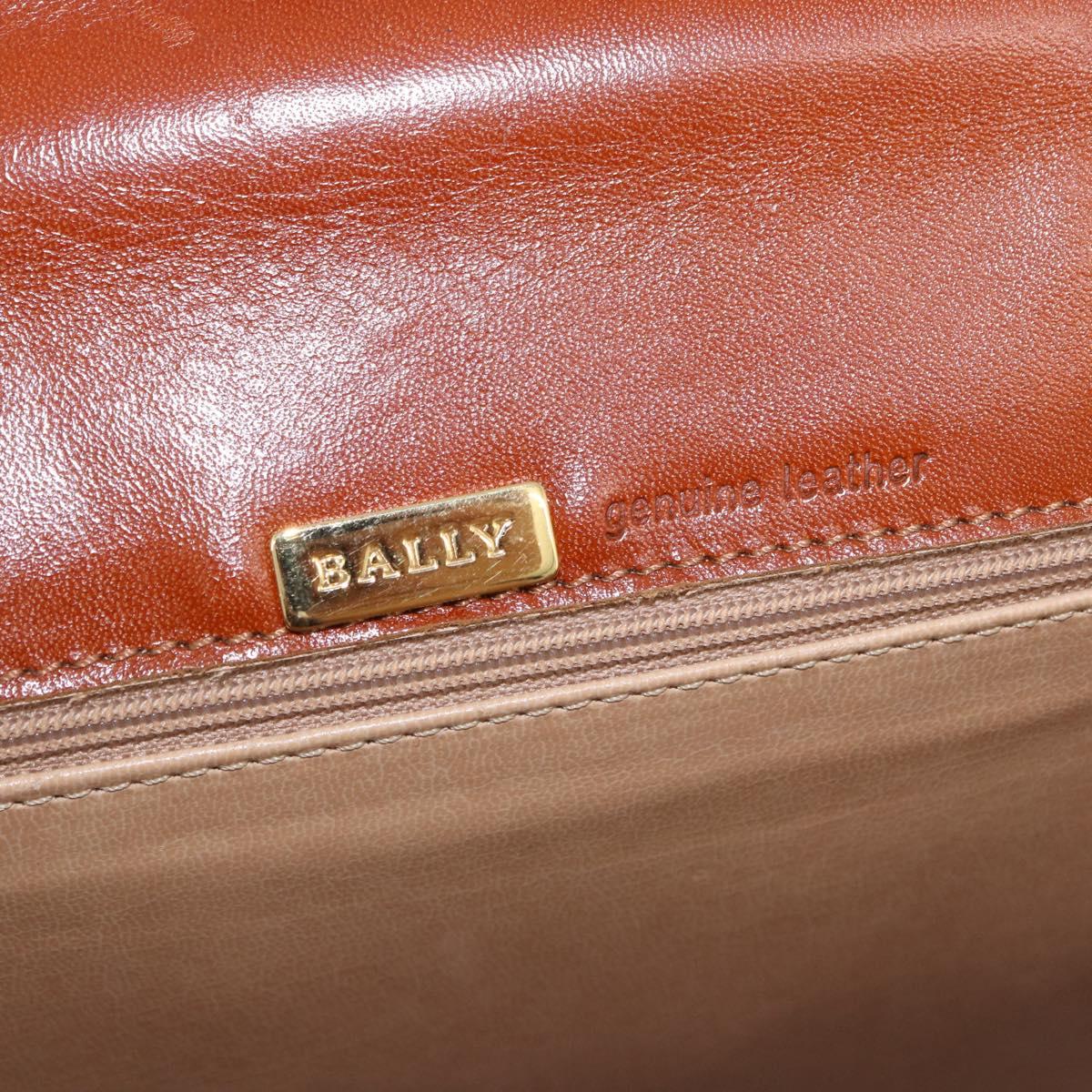 BALLY Hand Bag Leather Brown Gold Auth 192529