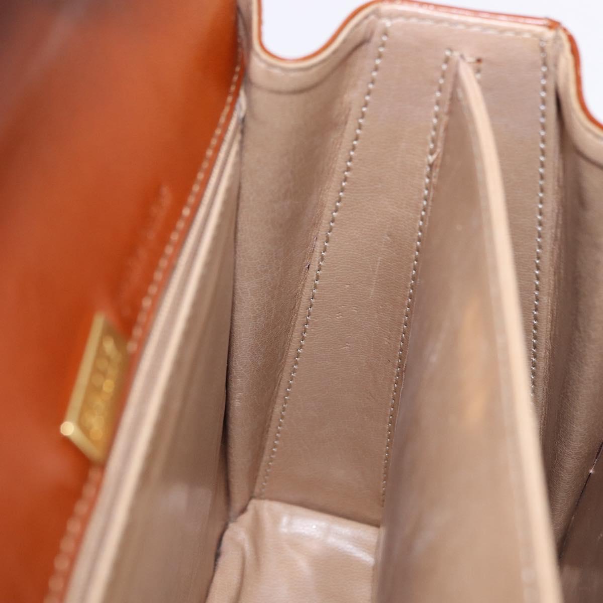 BALLY Hand Bag Leather Brown Gold Auth 192529