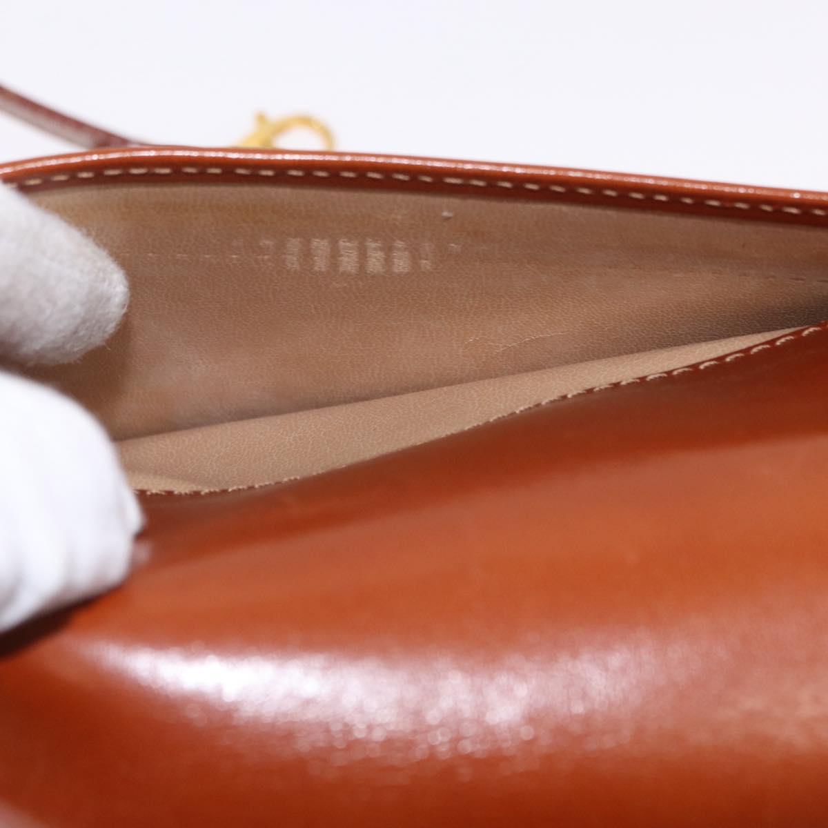 BALLY Hand Bag Leather Brown Gold Auth 192529