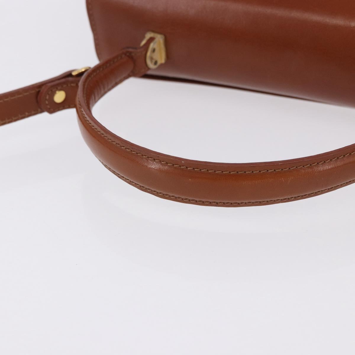 BALLY Hand Bag Leather Brown Gold Auth 192529