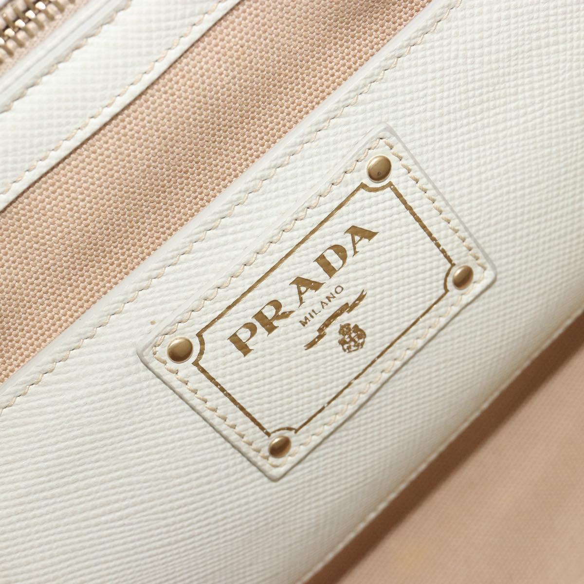 PRADA Hand Bag Canvas Beige Gold Auth 192530A