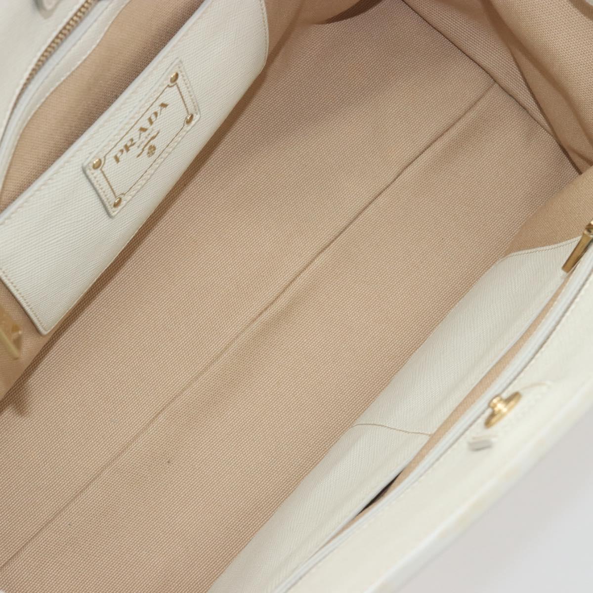 PRADA Hand Bag Canvas Beige Gold Auth 192530A
