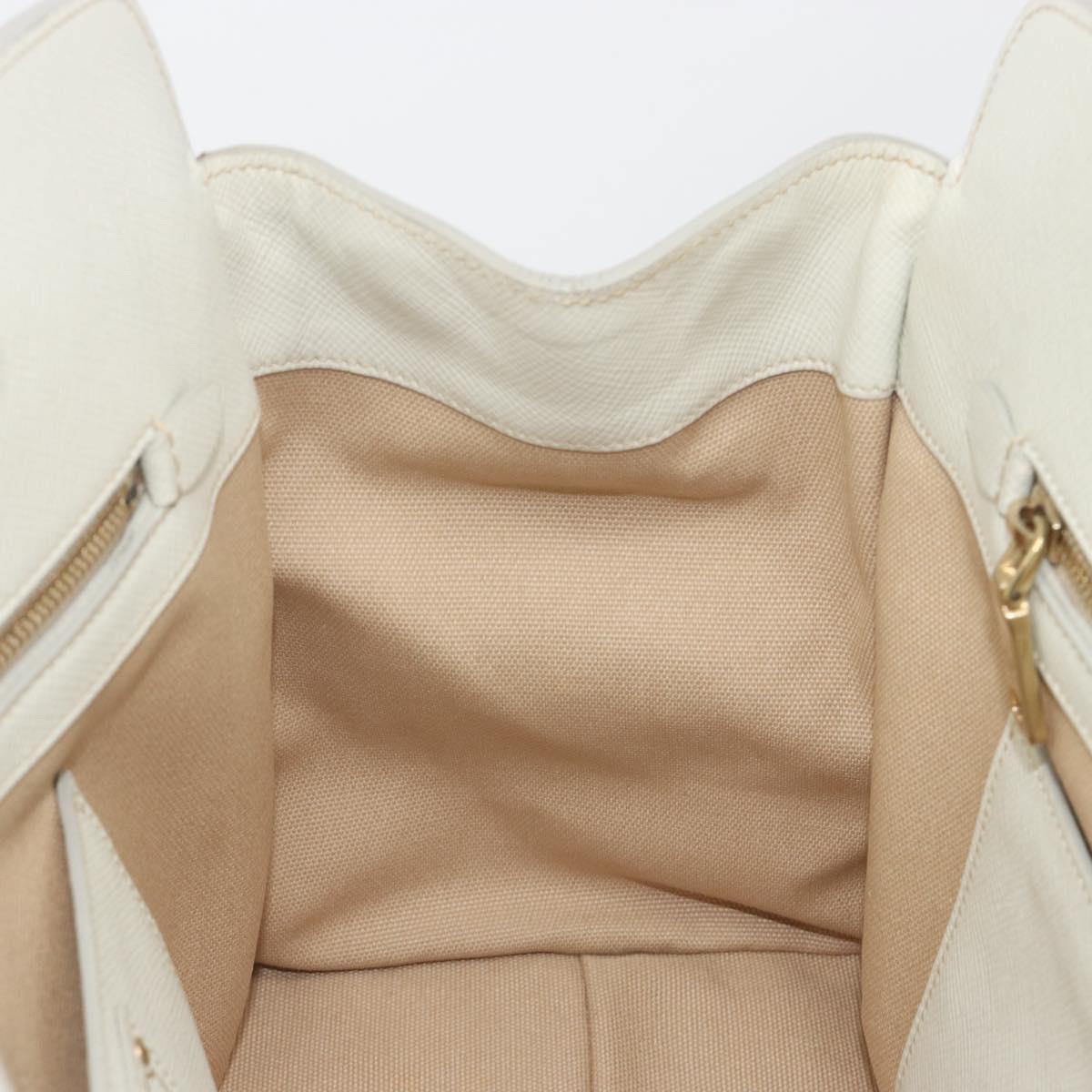 PRADA Hand Bag Canvas Beige Gold Auth 192530A