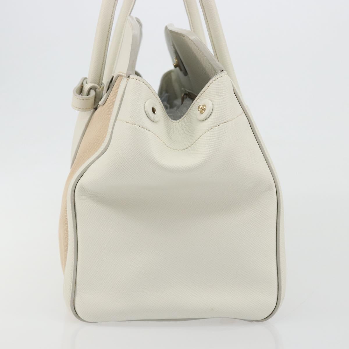PRADA Hand Bag Canvas Beige Gold Auth 192530A