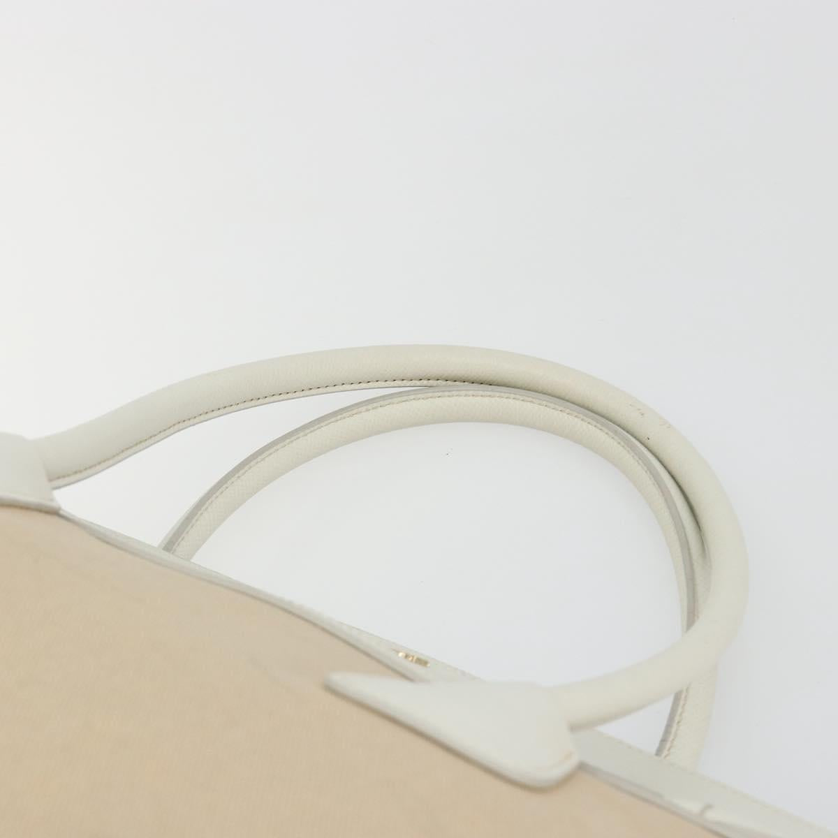 PRADA Hand Bag Canvas Beige Gold Auth 192530A