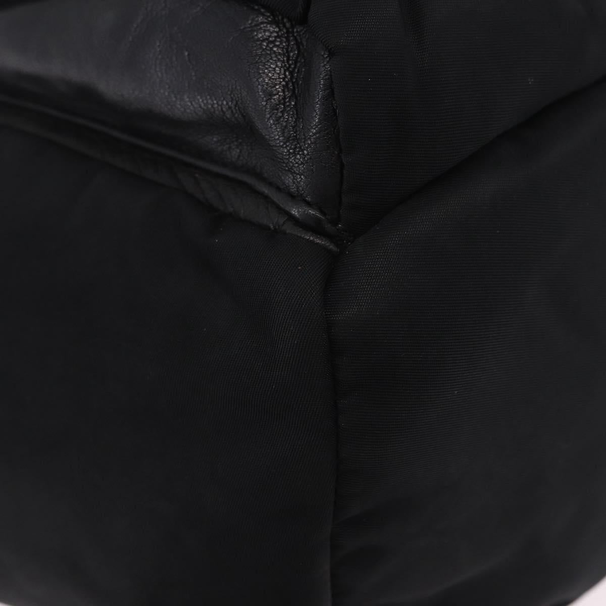 PRADA Purse Shoulder Bag Nylon Leather Black Silver Auth 192532