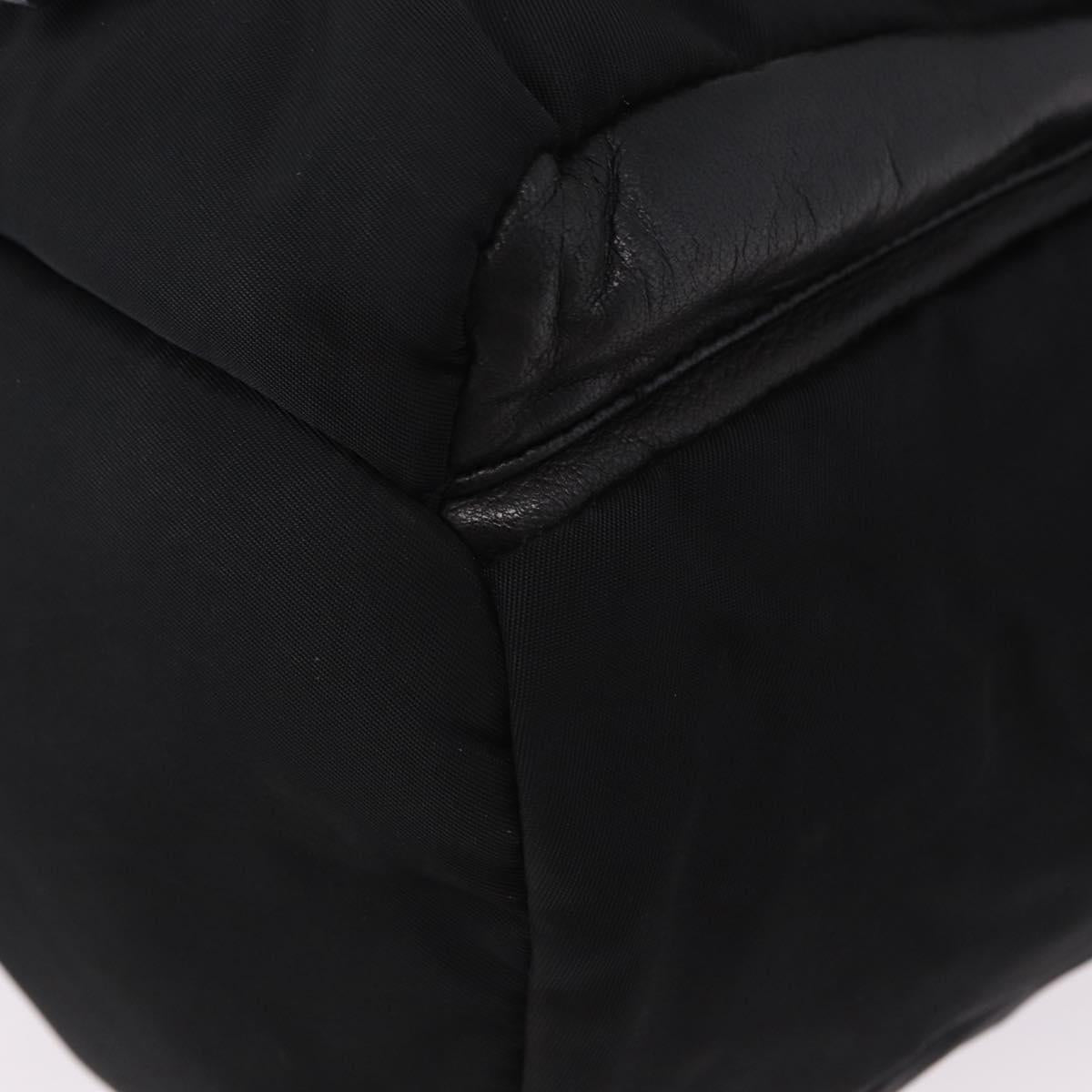 PRADA Purse Shoulder Bag Nylon Leather Black Silver Auth 192532