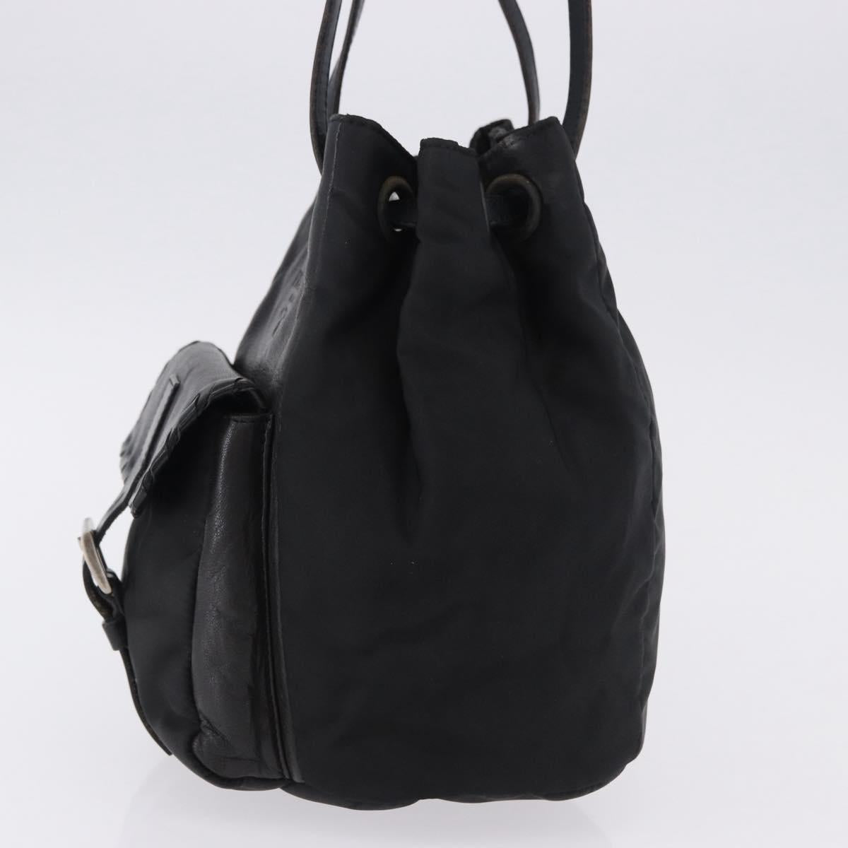 PRADA Purse Shoulder Bag Nylon Leather Black Silver Auth 192532