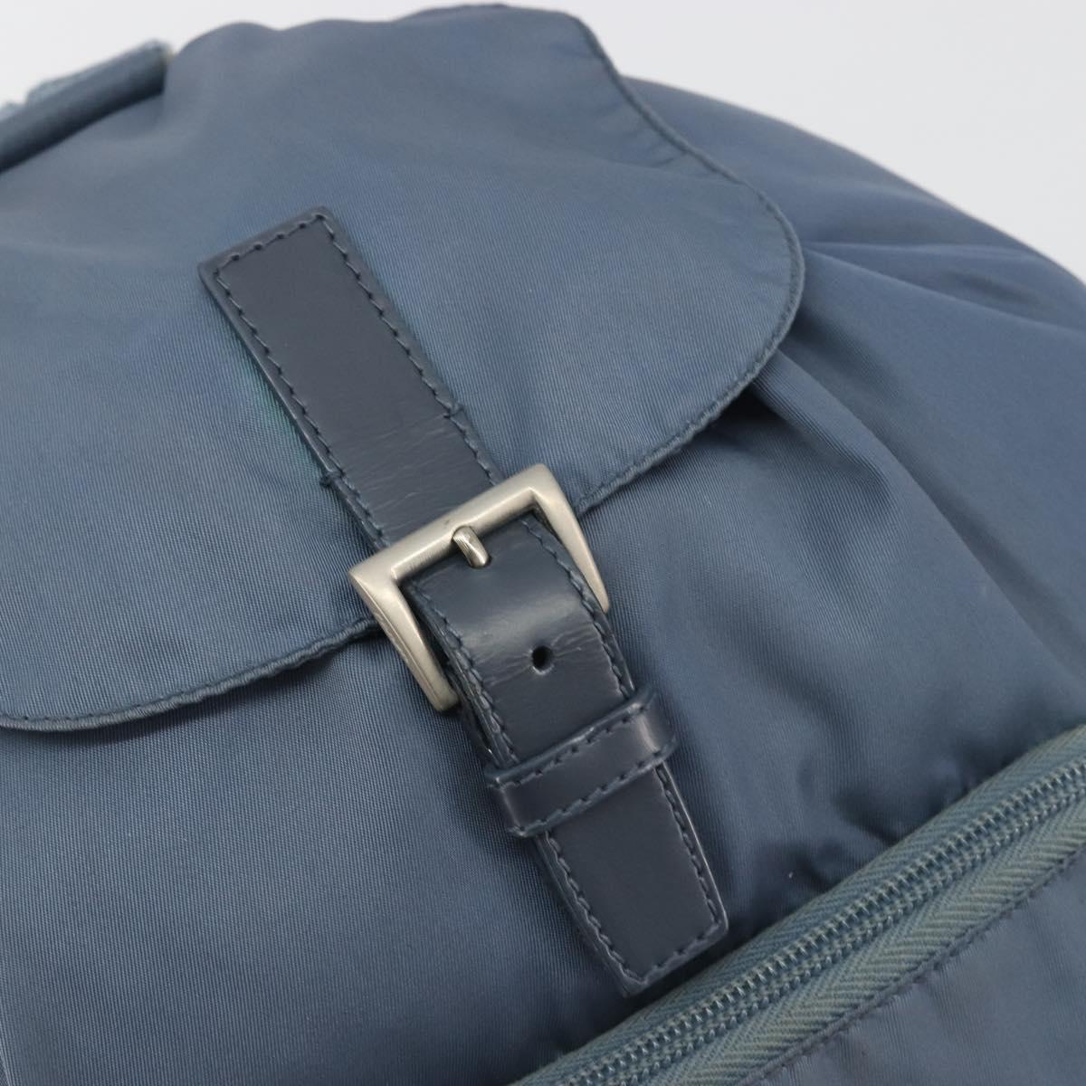 PRADA Backpack Nylon Light Blue Silver Auth 192533