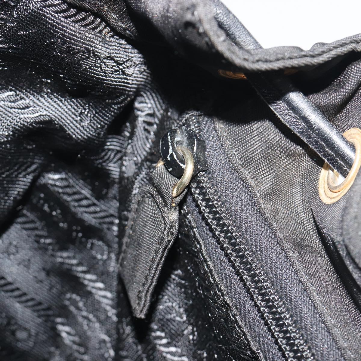 PRADA Quilted Backpack Nylon Black Gold Auth 192534