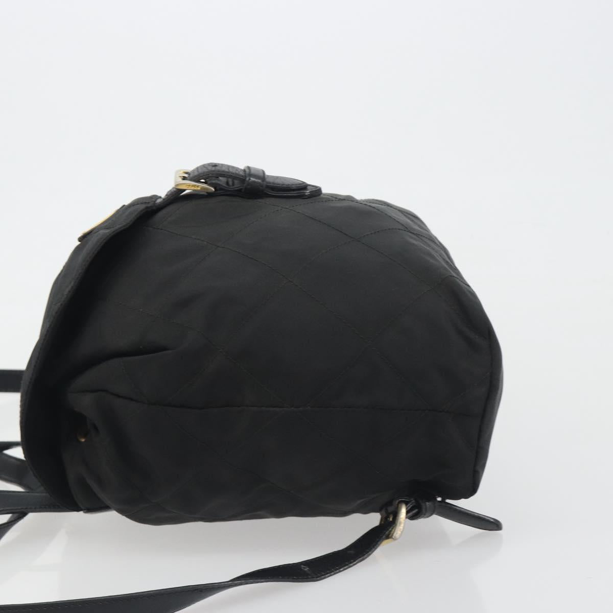 PRADA Quilted Backpack Nylon Black Gold Auth 192534