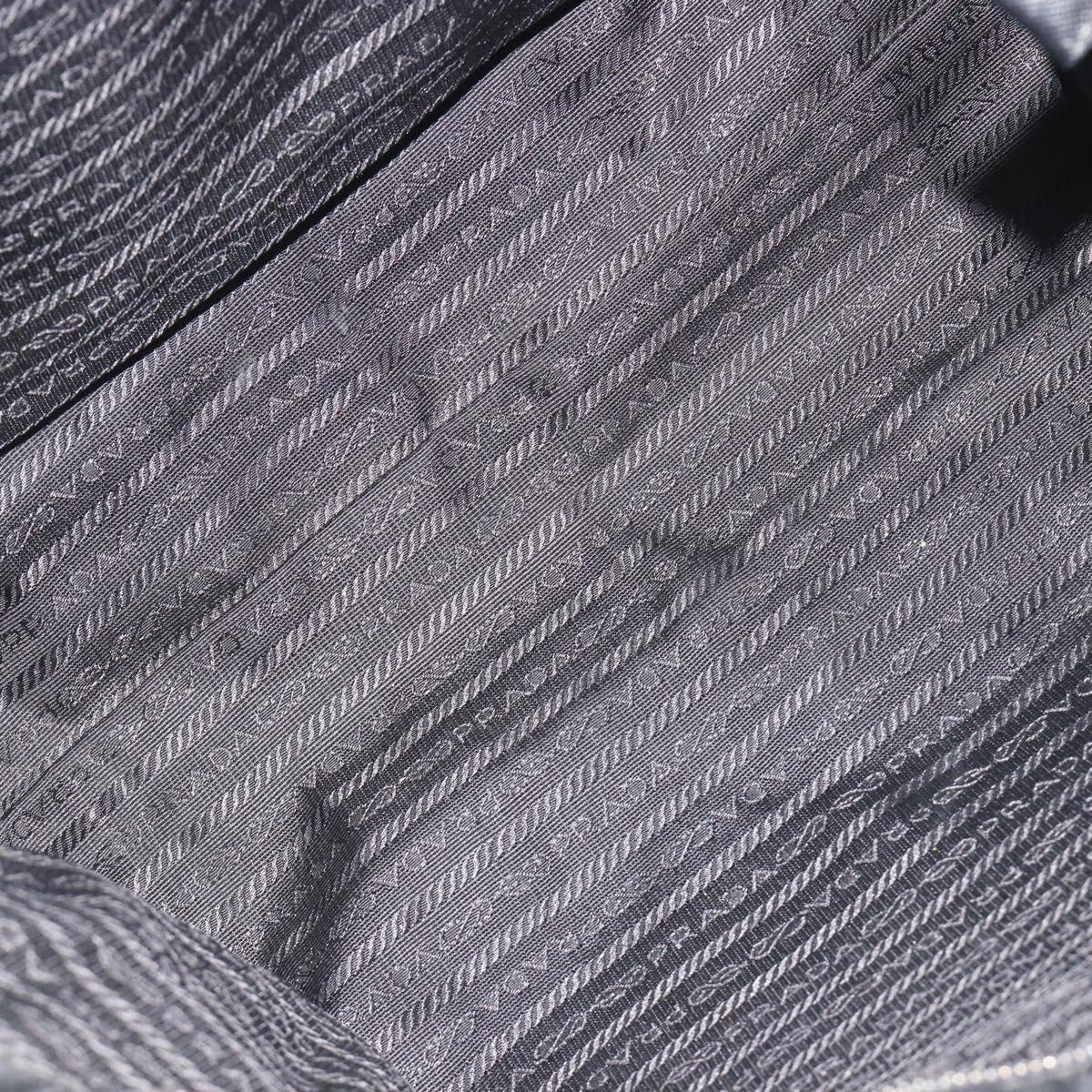 PRADA Tote Bag Nylon Black Silver Auth 192535