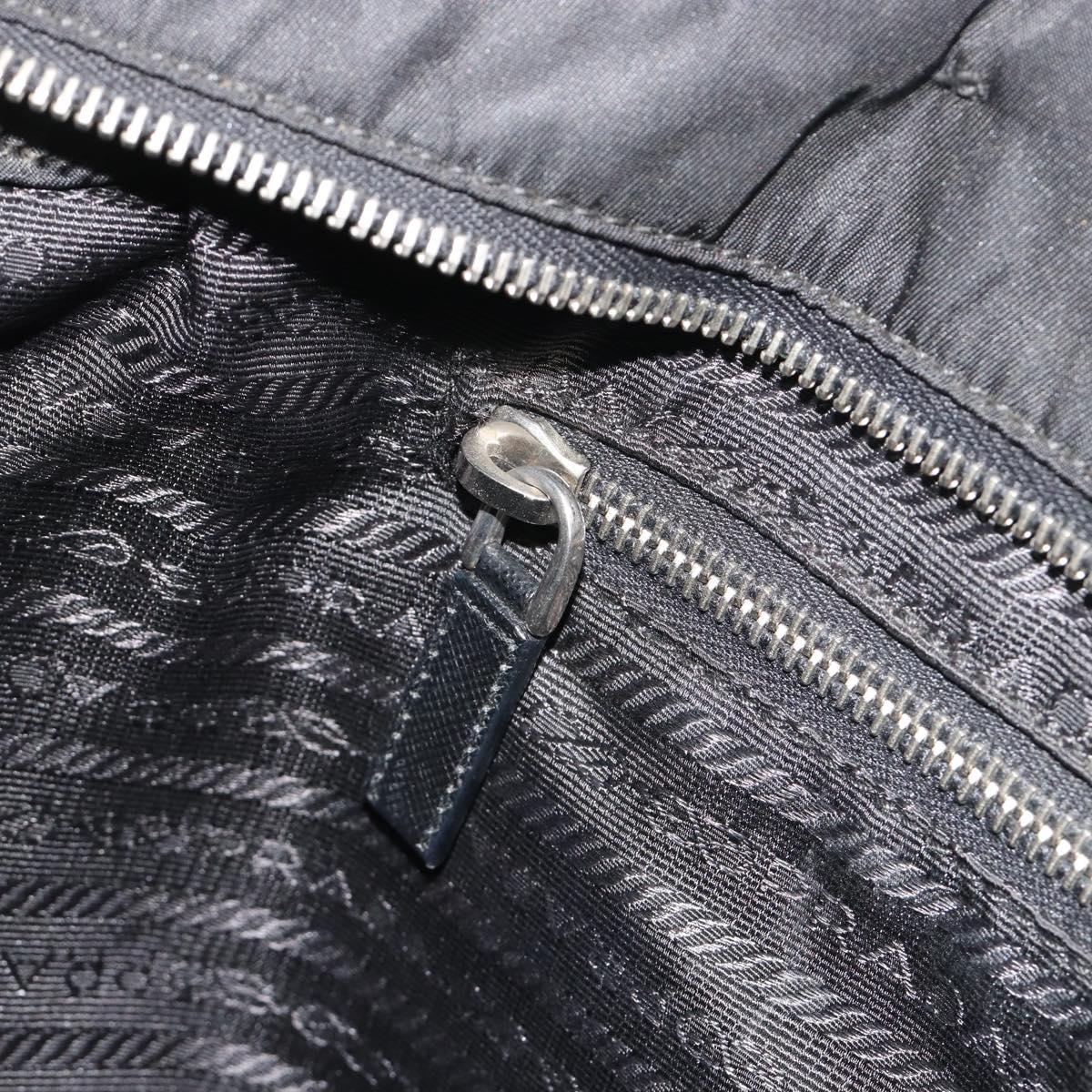 PRADA Tote Bag Nylon Black Silver Auth 192535
