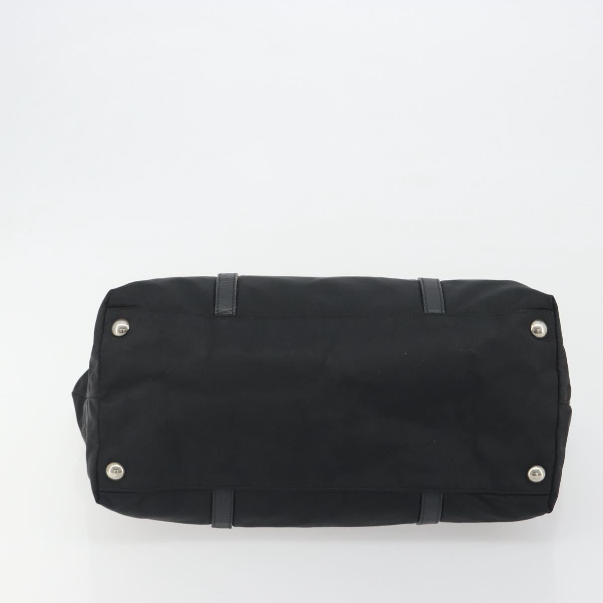 PRADA Tote Bag Nylon Black Silver Auth 192535