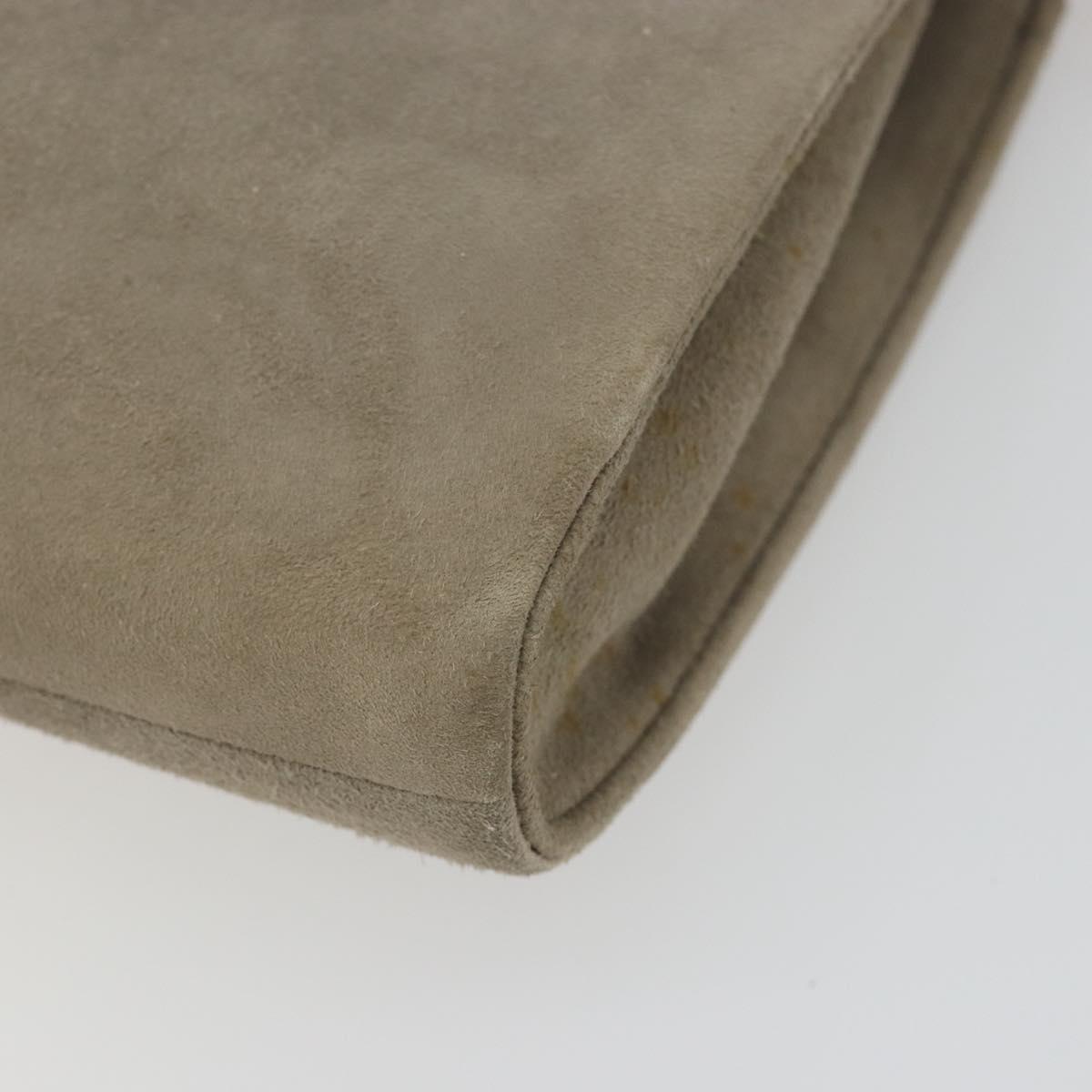Christian Dior Chain Shoulder Bag Suede Beige Gold Auth 192537
