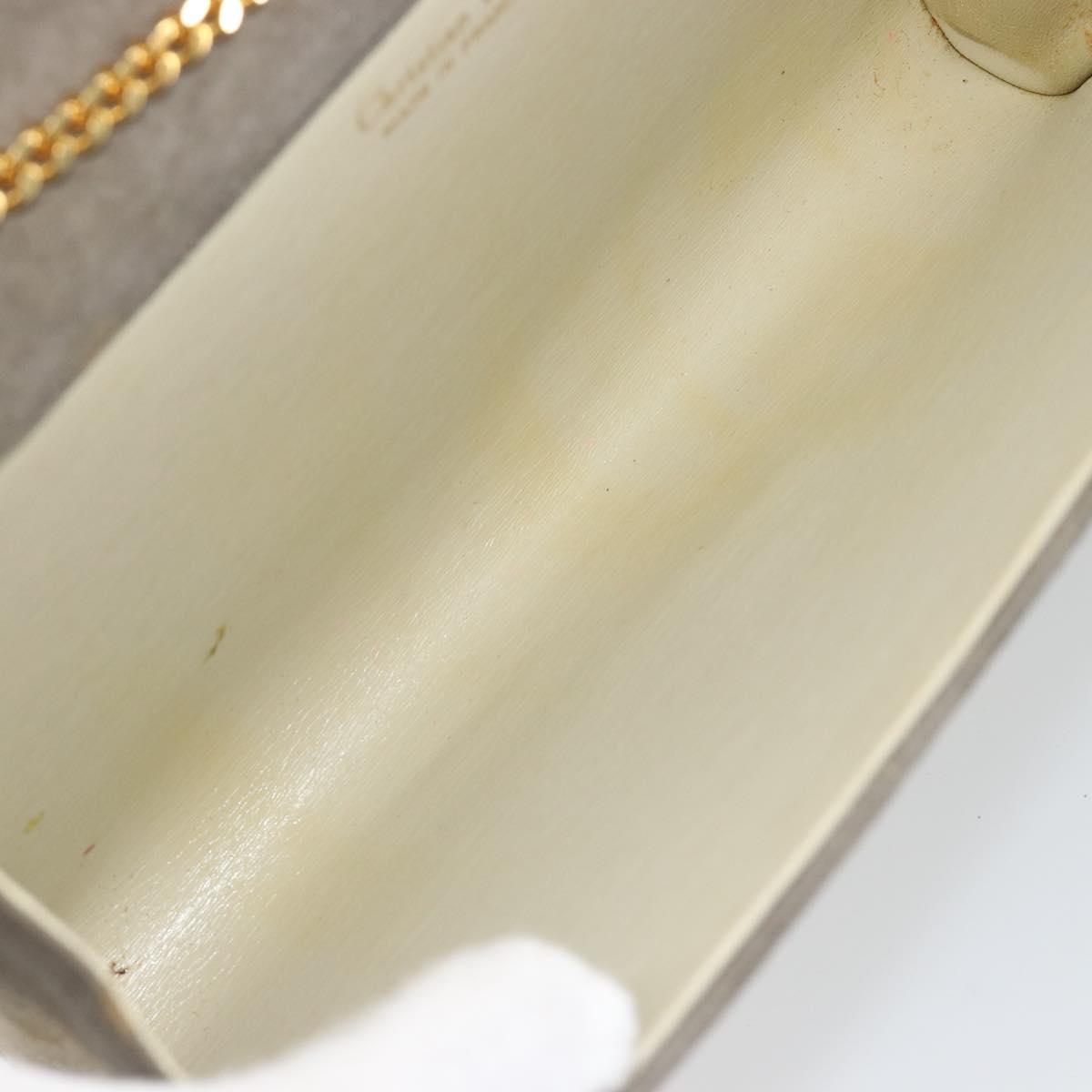 Christian Dior Chain Shoulder Bag Suede Beige Gold Auth 192537
