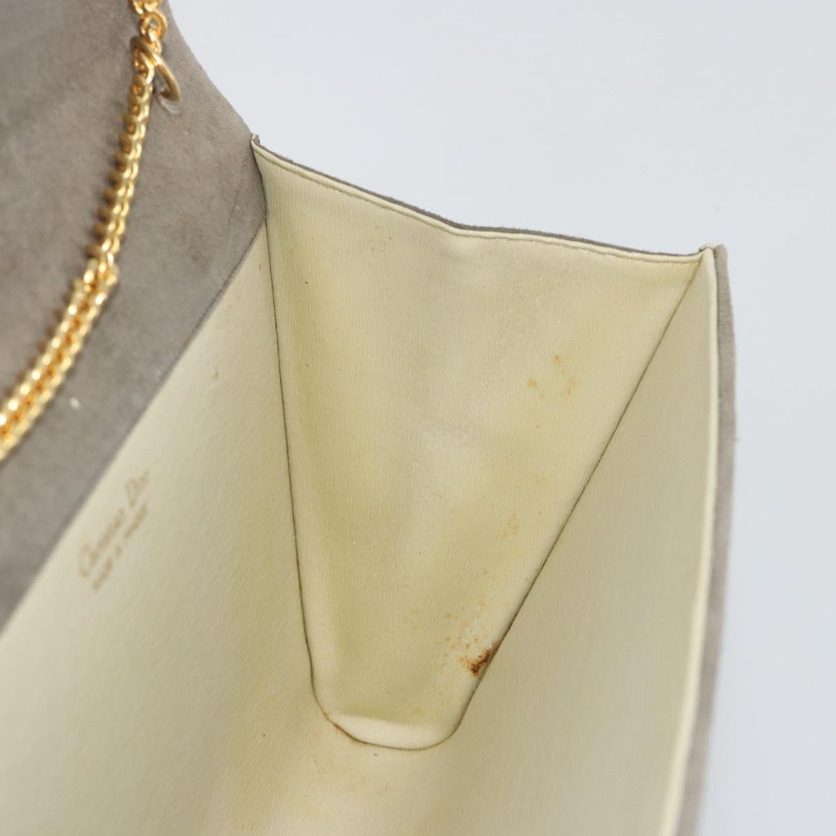 Christian Dior Chain Shoulder Bag Suede Beige Gold Auth 192537