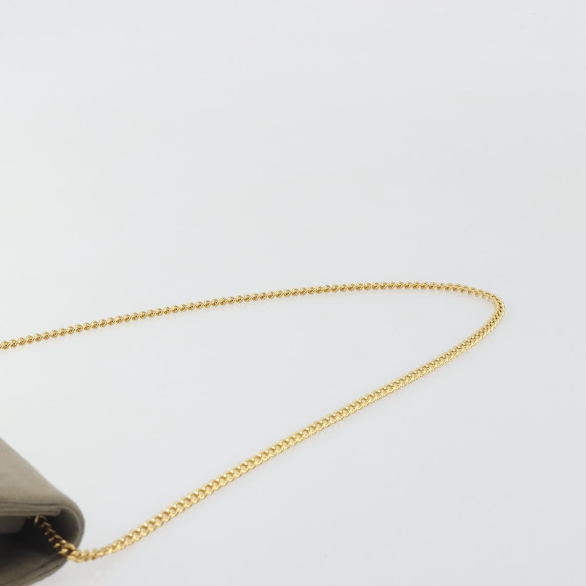 Christian Dior Chain Shoulder Bag Suede Beige Gold Auth 192537