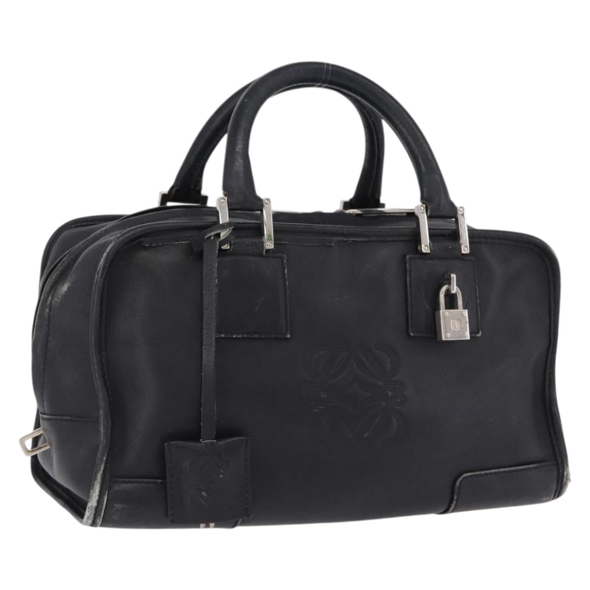 LOEWE Anagram Americana 28 Hand Bag Leather Gold Black Auth 192538