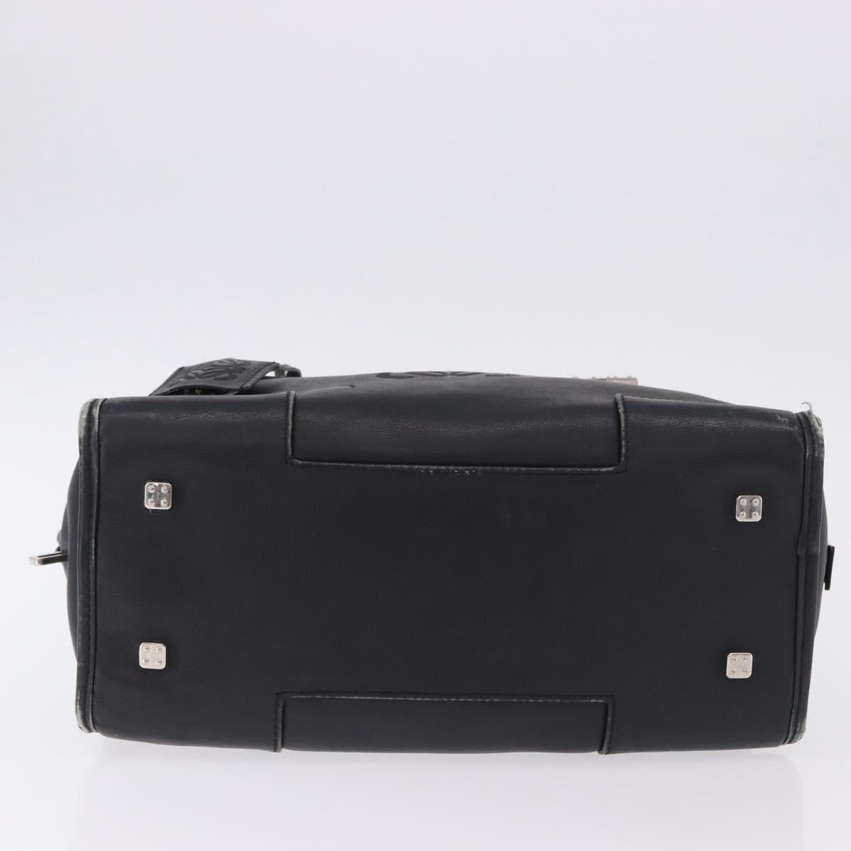 LOEWE Anagram Americana 28 Hand Bag Leather Gold Black Auth 192538