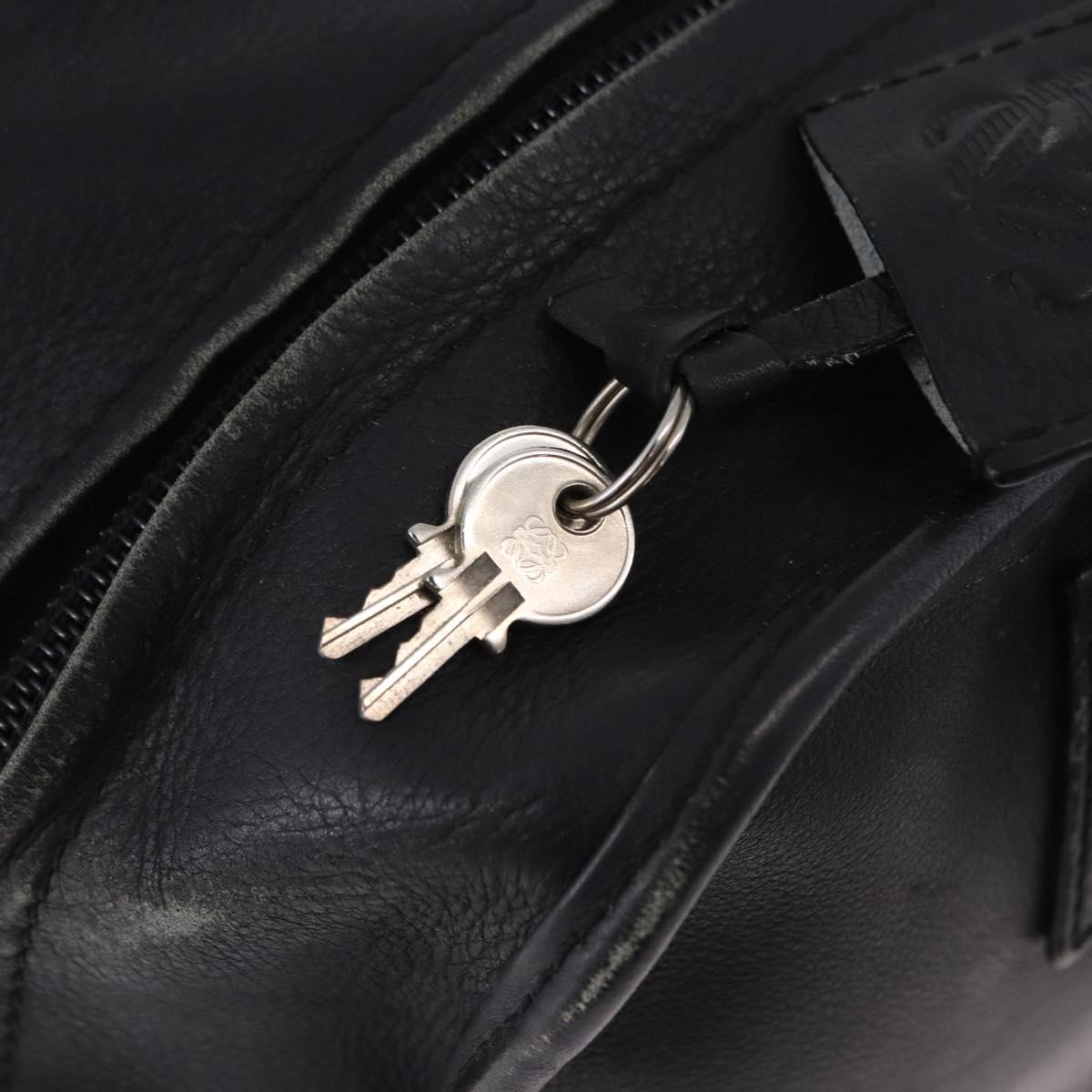 LOEWE Anagram Americana 28 Hand Bag Leather Gold Black Auth 192538