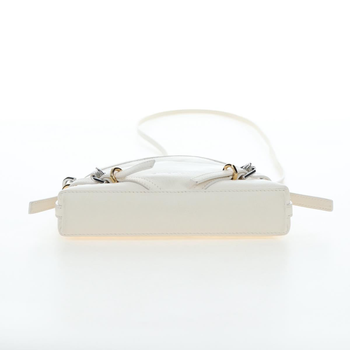 GIVENCHY Voyou Shoulder Bag Leather 2way White Silver gold Auth 192539V