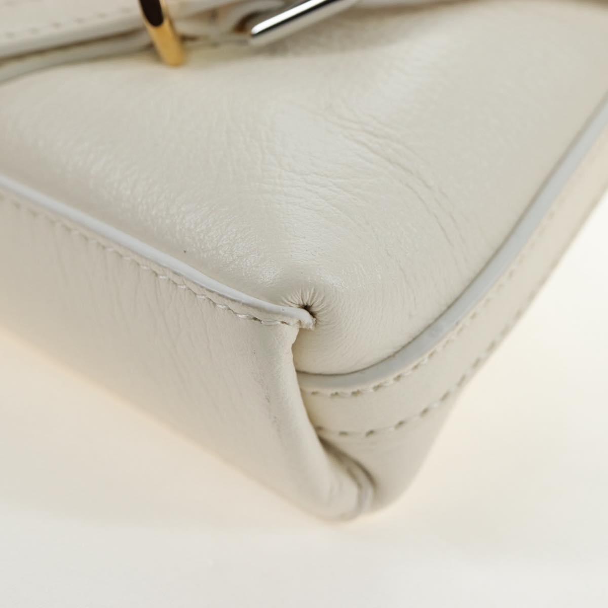 GIVENCHY Voyou Shoulder Bag Leather 2way White Silver gold Auth 192539V
