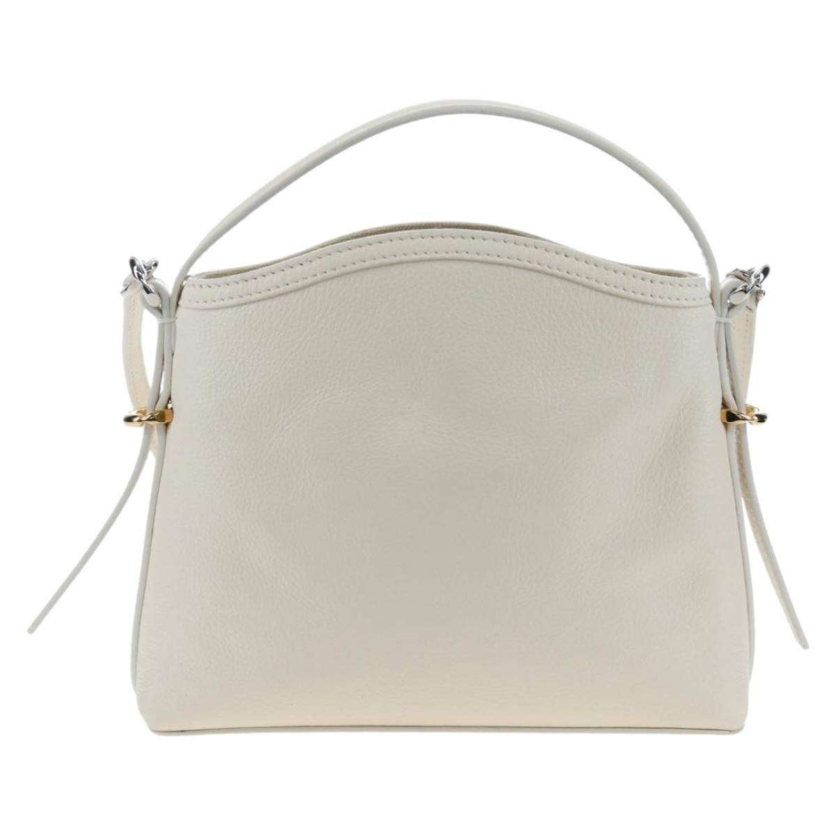 GIVENCHY Voyou Shoulder Bag Leather 2way White Silver gold Auth 192539V
